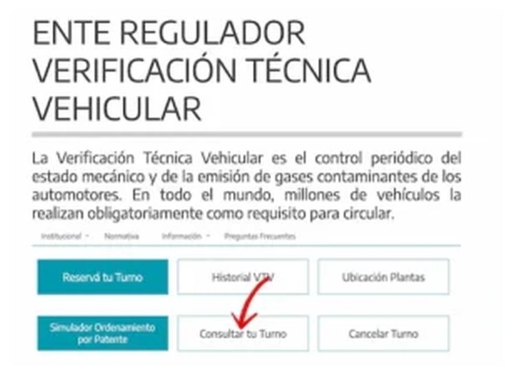 Paso 1 para consultar o cambiar el turno de la VTV en Cañuelas